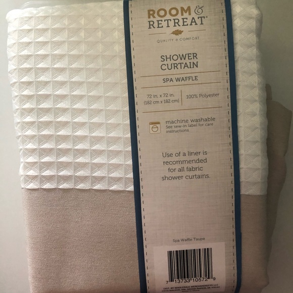 Beautiful Taupe and White new shower curtain! - Picture 2 of 3